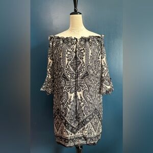 MILLY OF NEW YORK 100% Silk Printed Ruffle Sleeve Mini Dress Size 6